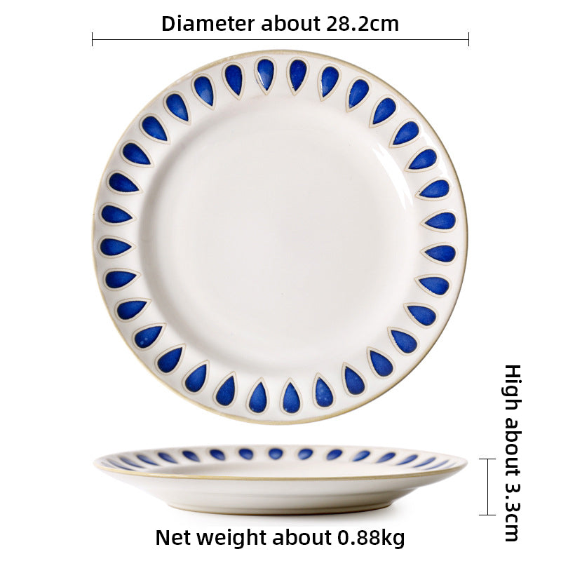 Ceramic Round Household Tableware Bowl Plate Set