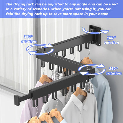 Drying Rack Clothing Wall Mounted, Clothes Drying Rack, Retractable Clothesline Indoor, Laundry Room Organization, Space-Saver, Collapsible Clothes Hanging Rack