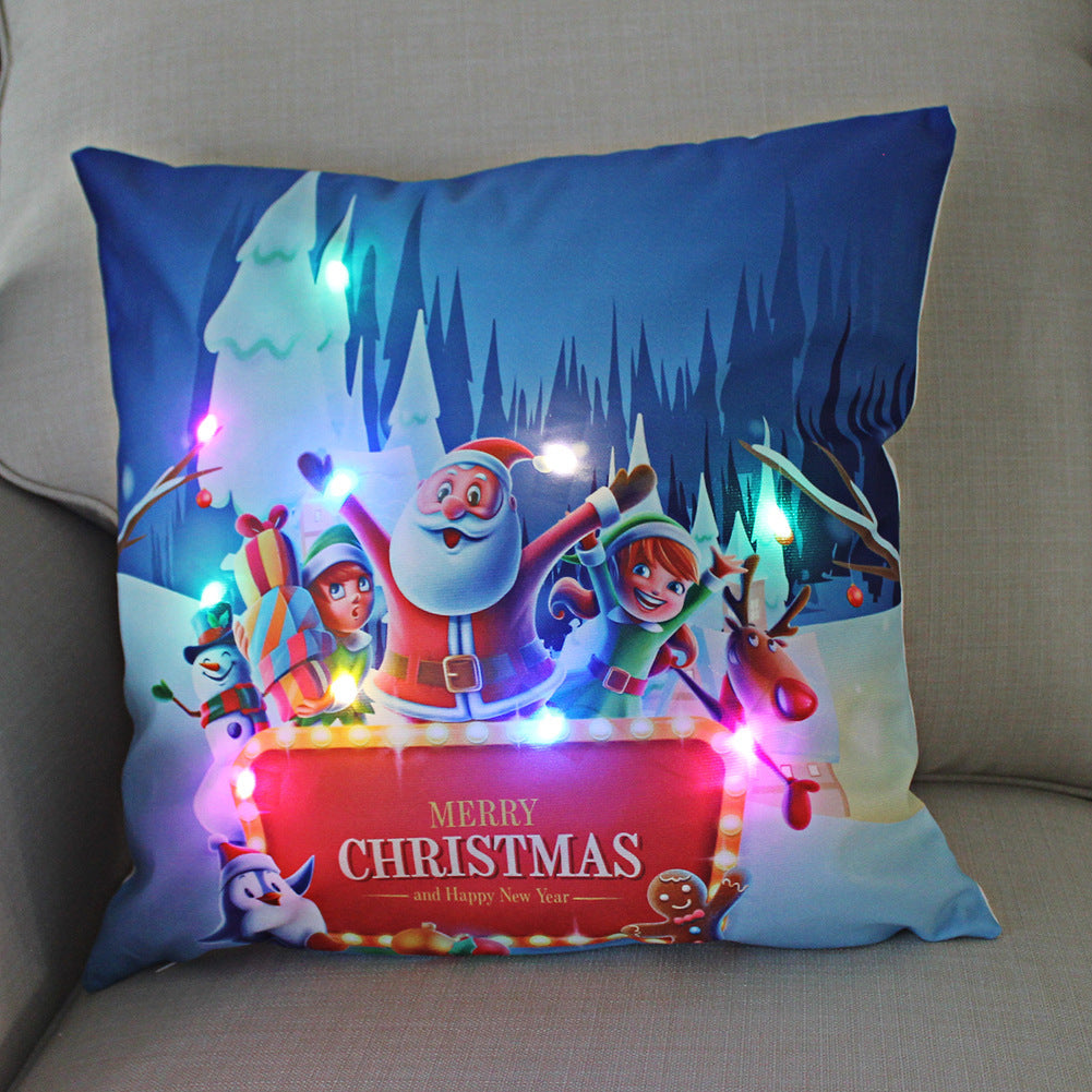 New Lantern Christmas LED Light Super Soft Short Plush Pillowcase