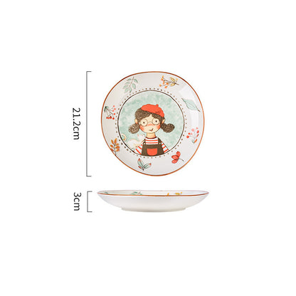 Ceramic Tableware Cute Fairy Tale Forest Baked Rice Plate Set