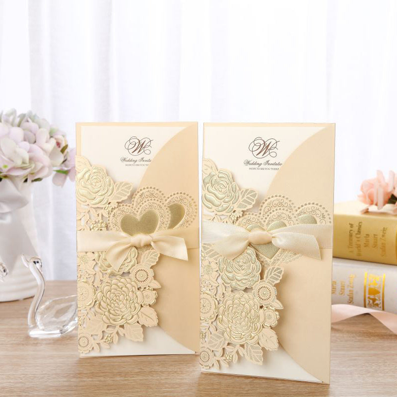 Chinese Style Vertical Ribbon Wedding Invitation Invitation