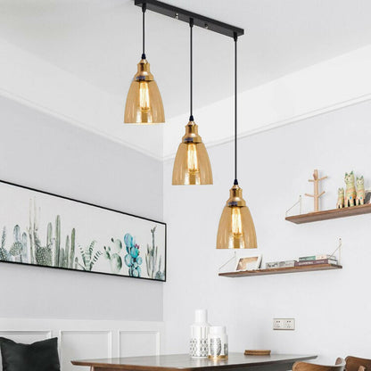 3 Outlet Industrial Retro Loft Glass Ceiling Lampshade Pendant