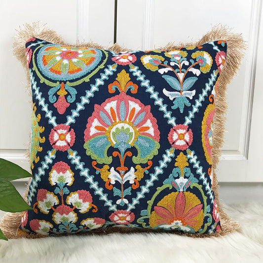 Embroidered Fringe Vintage Boho Pillowcase