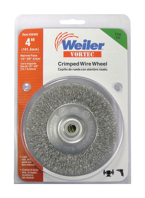 Weiler 2504538 4 in. dia. x 0.37 in. 4500 RPM Fine Crimped Wire Wheel