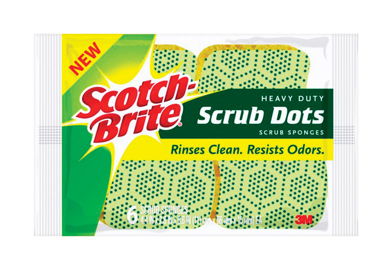 3M 1750090 2.6 x 4.4 in. Scotch-Brite Dots Fiber Heavy Duty Scrub Spon