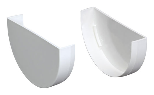 Plastmo 5005384 Classic 5 in. White Vinyl Half Round Gutter End Caps