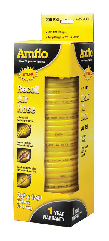 Plews 425E-RET 0.25 in. x 25 ft. Air Hose Recoil, Yellow