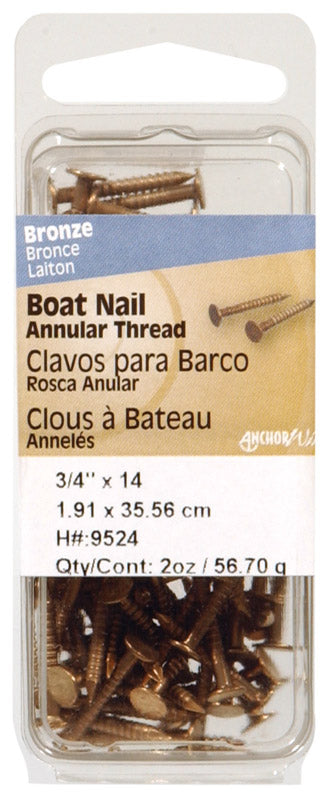 Hillman Group RSC 9526 1.25 x 14 Bronze 2 oz Boat Nail- pack of 6