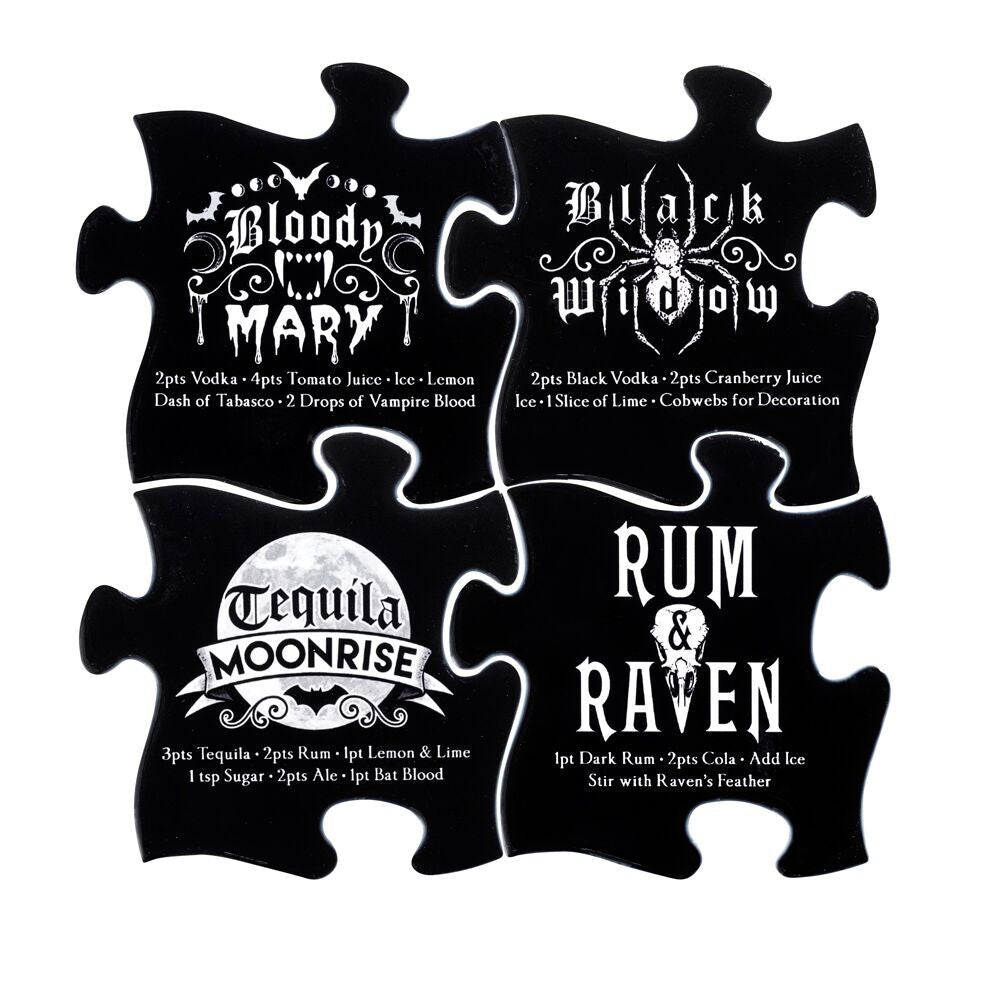 Alchemy Gothic CJ1 Ceramic Gothic Cocktail Jigsaw Coaster - 4 Piece