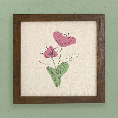 Pink Hand Drawn Flower - Framed Sign