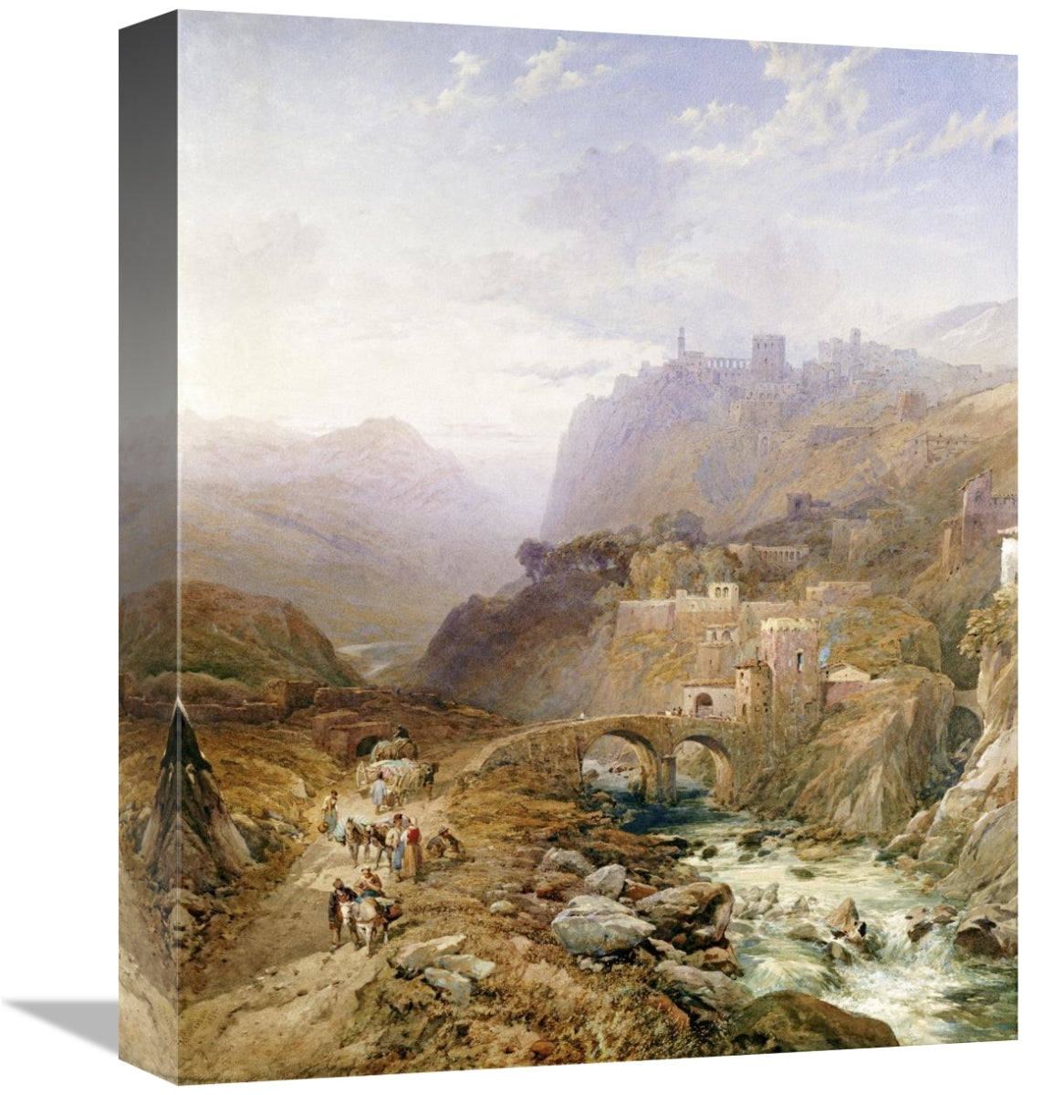 16 in. Figures on the Road Below Fort Leon, Sicily Art Print - Tho