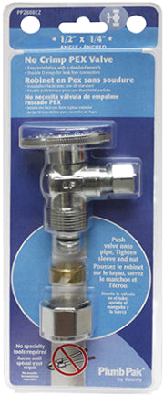 Plumb Pak PP2888EZ 0.63 x 0.25 in. No Crimp Pex Angle Valve, Chrom