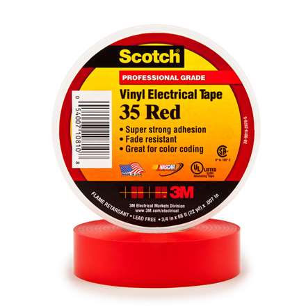 Scotch T96403510PKR 0.75 in. x 66 ft. Red 35 Electrical Tape - Pack of