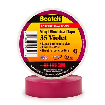 Scotch T96403510PKV 0.75 in. x 66 ft. Violet 35 Electrical Tape - Pack