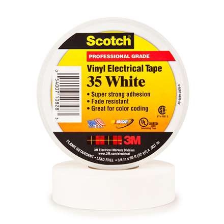 Scotch T96403510PKW 0.75 in. x 66 ft. White 35 Electrical Tape - Pack