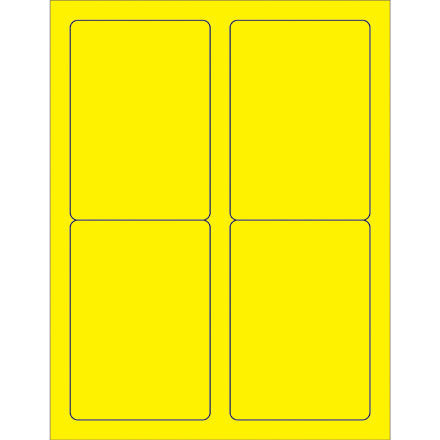 Box Partners LL176YE 3.5 x 5 in. Fluorescent Yellow Rectangle Laser La