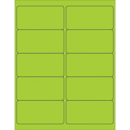 Box Partners LL178GN 4 x 2 in. Fluorescent Green Rectangle Laser Label