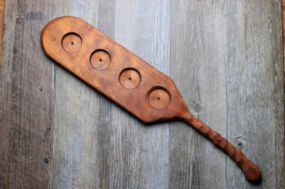 Beer Flight, Carved Handle 4 Glass Holder