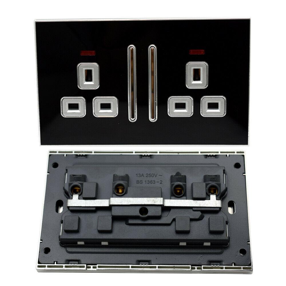 Decorative Black Glossy Main Plug Sockets Full Range Satin Gold