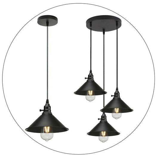 3 Way Vintage Industrial Cluster Pendant Light Metal Retro Loft