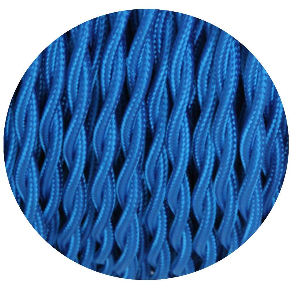 5m Blue 2 Core Twisted Electric Fabric 0.75mm Cable~1762