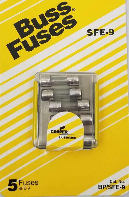 Barjan 058BPSFE9 9A Buss Fuse, 5 per Card