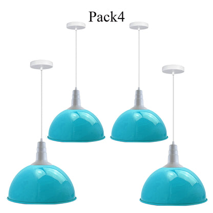 4 Pack Lampshade Vintage Industrial Metal Blue Ceiling Pendant Lights