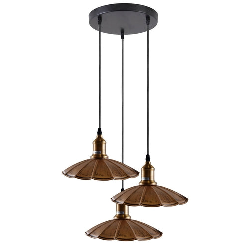 Brushed Copper 3 Head Pendant Light Retro Lamp Shade Light~1482