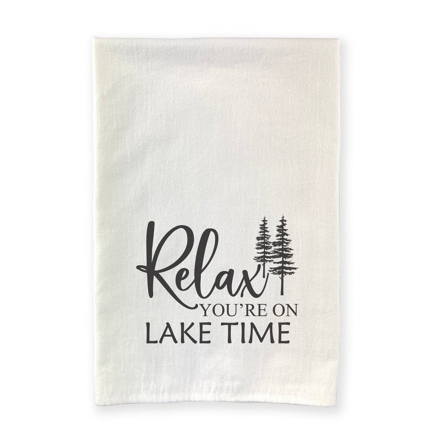 Relax You're on Lake Time (Trees) - Cotton Tea Towel