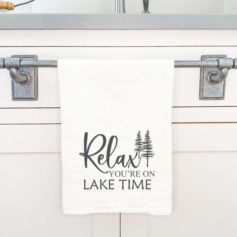 Relax You're on Lake Time (Trees) - Cotton Tea Towel