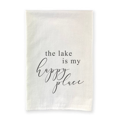 The Lake is My Happy Place - Cotton Tea Towel