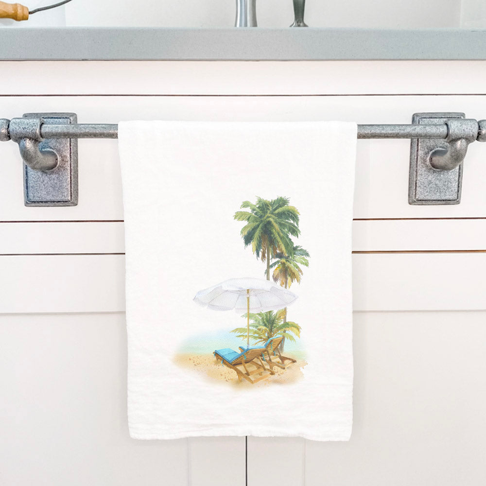 Watercolor Beach Chairs - Cotton Tea Towel