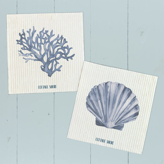 Blue Coral, Shell 2pk - Swedish Dish Cloth