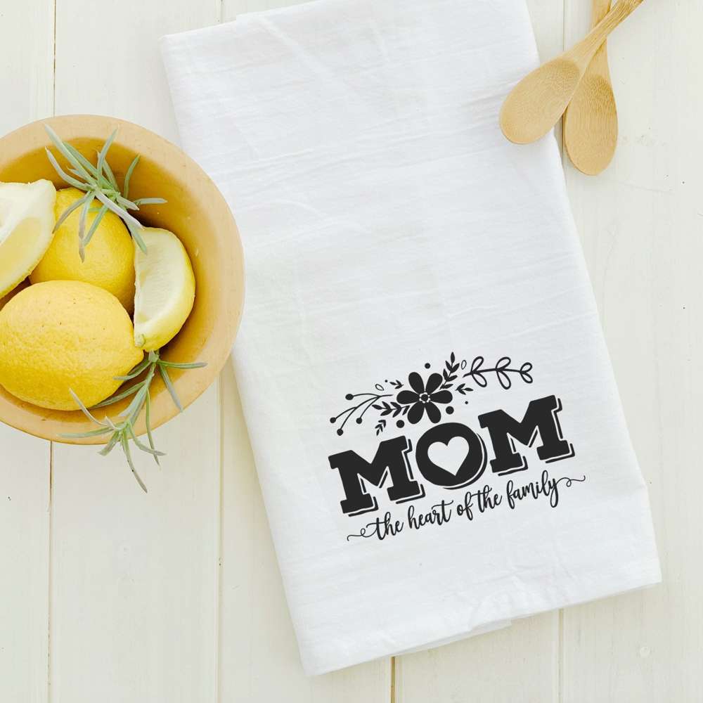 Mom The Heart of Family - Cotton Tea Towel