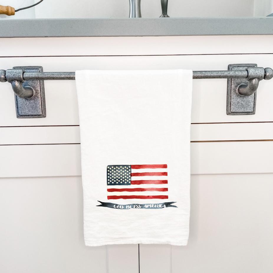 God Bless America Flag - Cotton Tea Towel