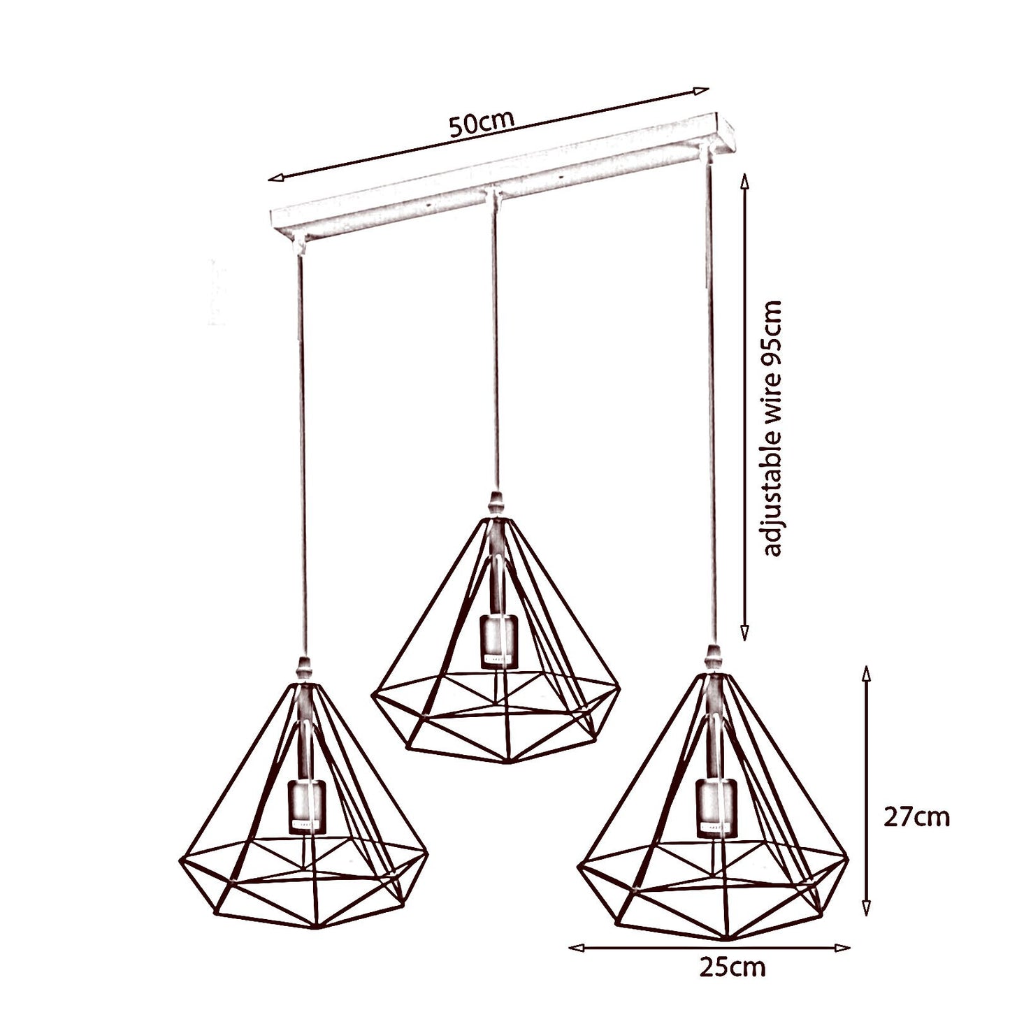 3 Head Gold Ceiling Pendant Lights Lampshade~1806