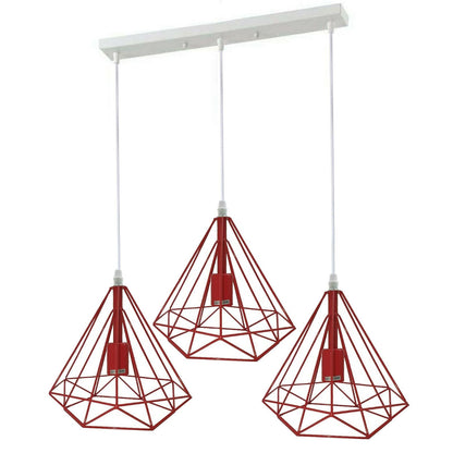 3 Head Red Ceiling Pendant Lights Lampshade~1803