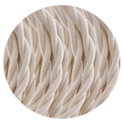 5m Cream 2 Core Twisted Lighting Electric Fabric 0.75mm Cable~3212