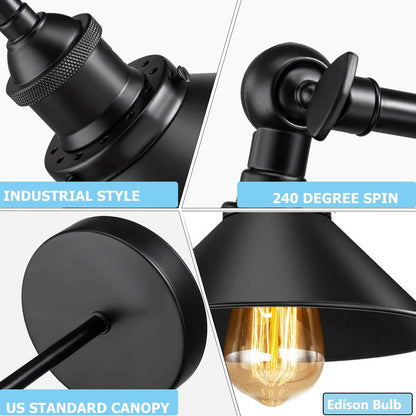 2 Pack E27 Vintage Industrial Retro Wall Lights Fittings Indoor Sconce