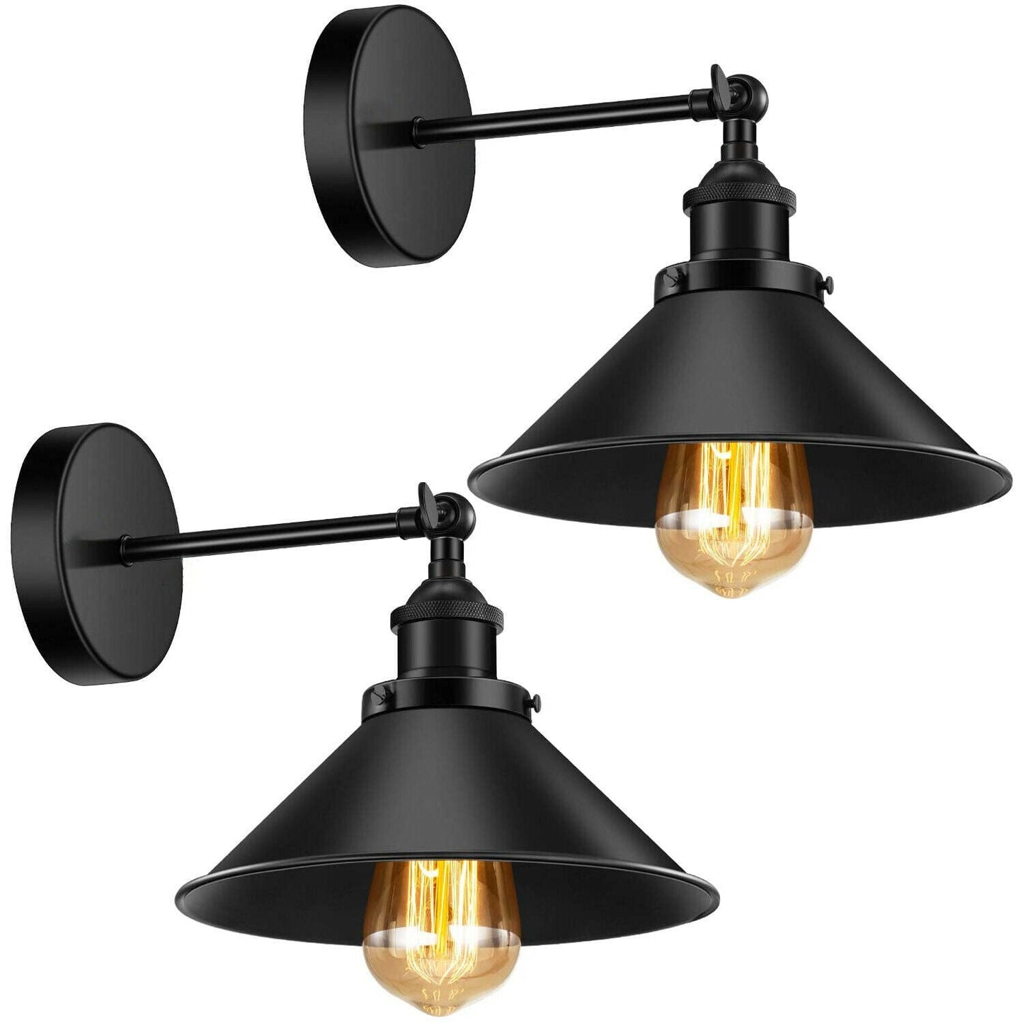 2 Pack E27 Vintage Industrial Retro Wall Lights Fittings Indoor Sconce