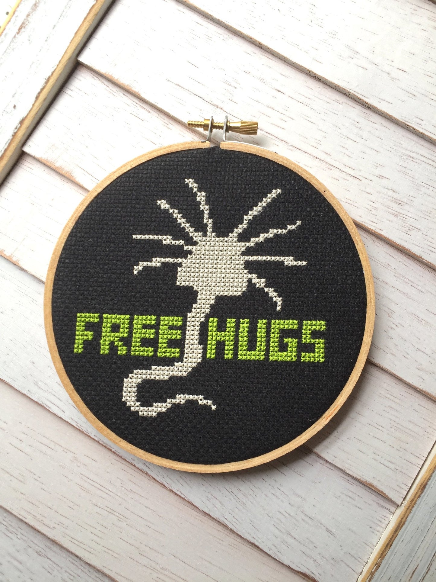 Free Hugs Alien Creature Counted Cross Stitch DIY KIT Intermediate