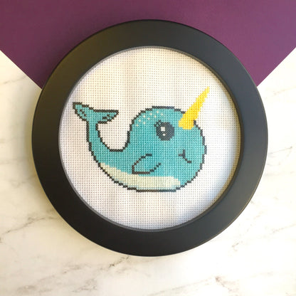 Narwhal Counted Cross Stitch DIY KIT Intermediate