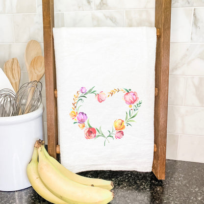 Spring Heart Wreath - Cotton Tea Towel