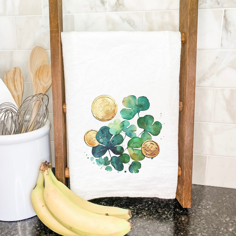 Shamrocks and Coins - Cotton Tea Towel