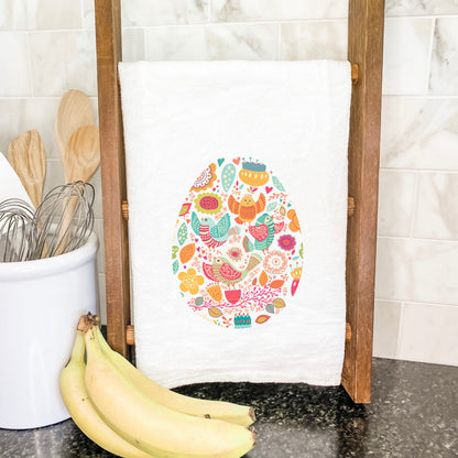 Bird and Floral Egg - Cotton Tea Towel