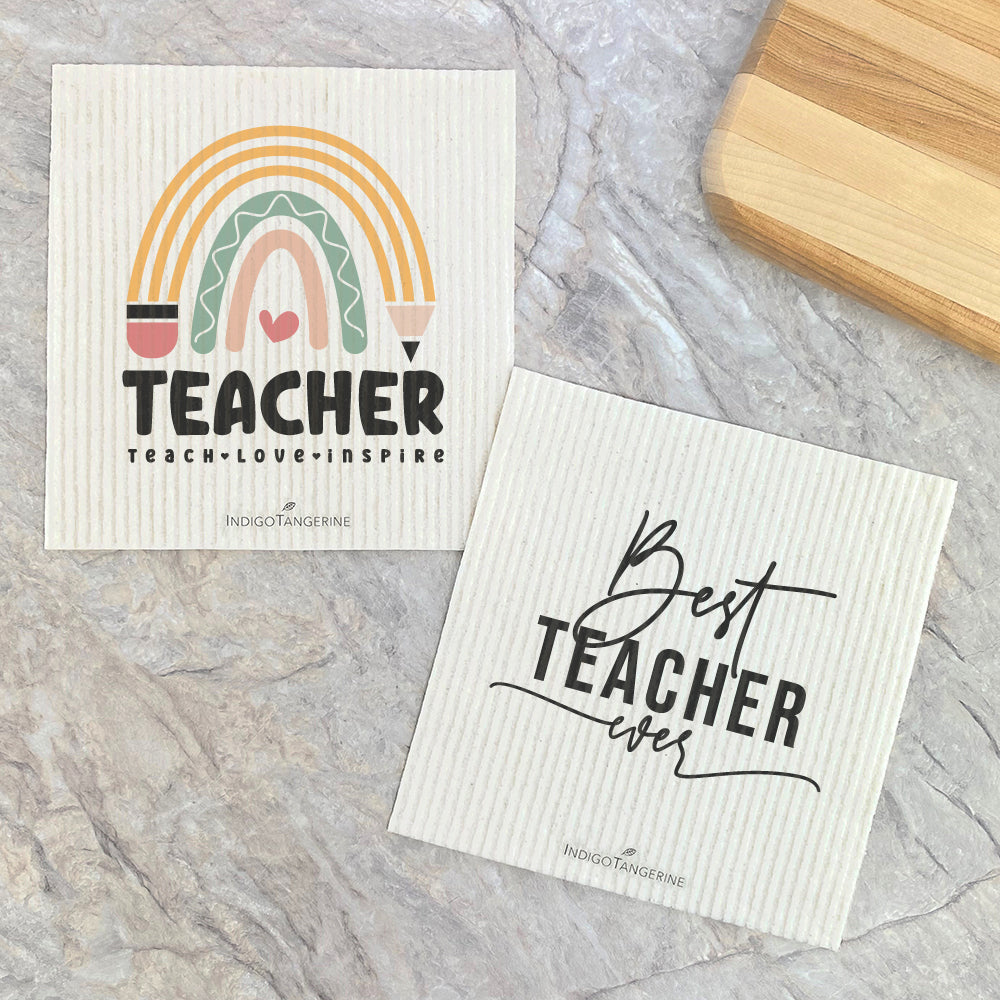 Teacher Rainbow, Best Teacher Ever 2pk - Swedish Dish Cloth