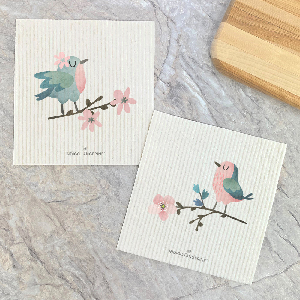 Birds on Flowering Branches 2pk - Swedish Dish Cloth