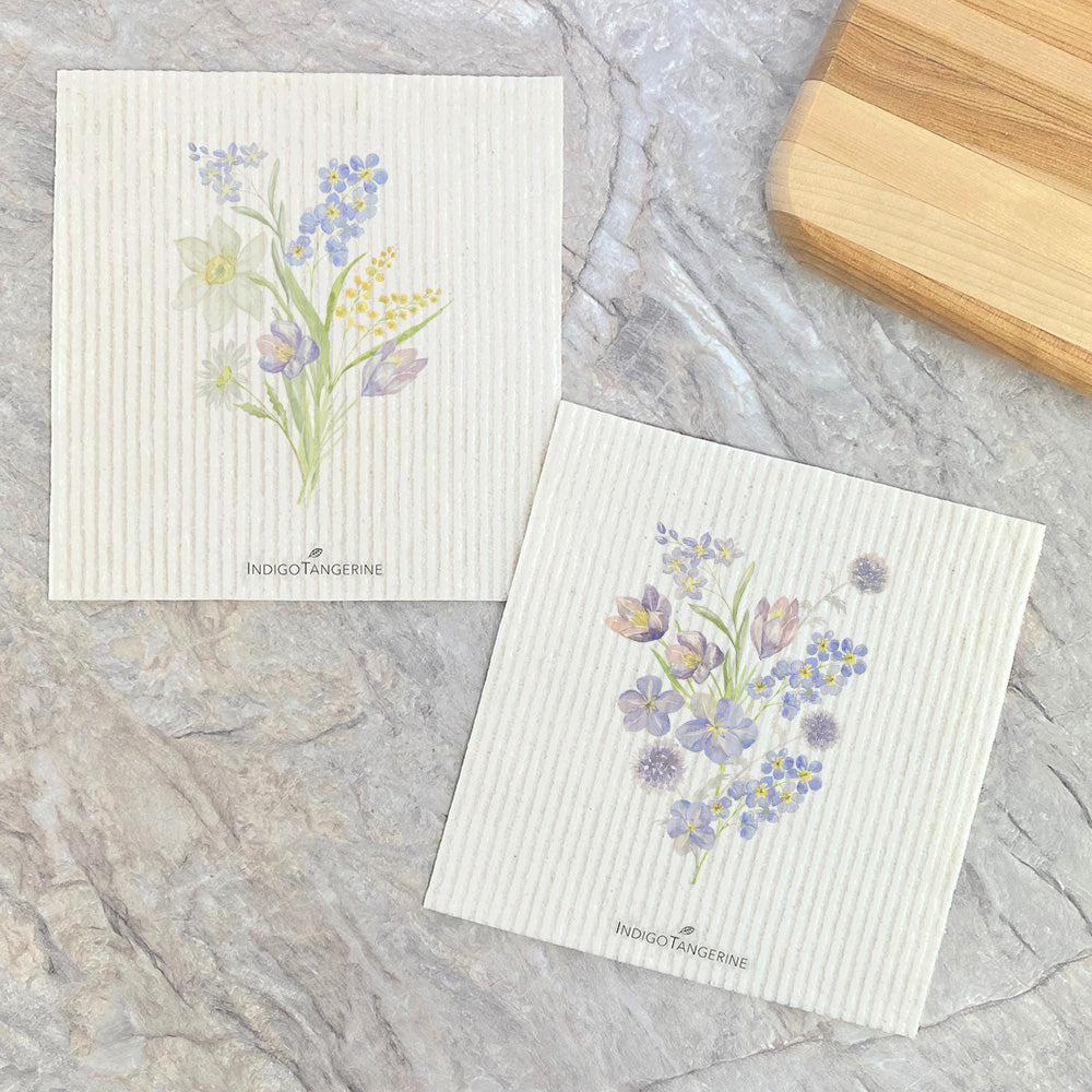 Wildflower, Purple Spring Bouquet 2pk - Swedish Dish Cloth