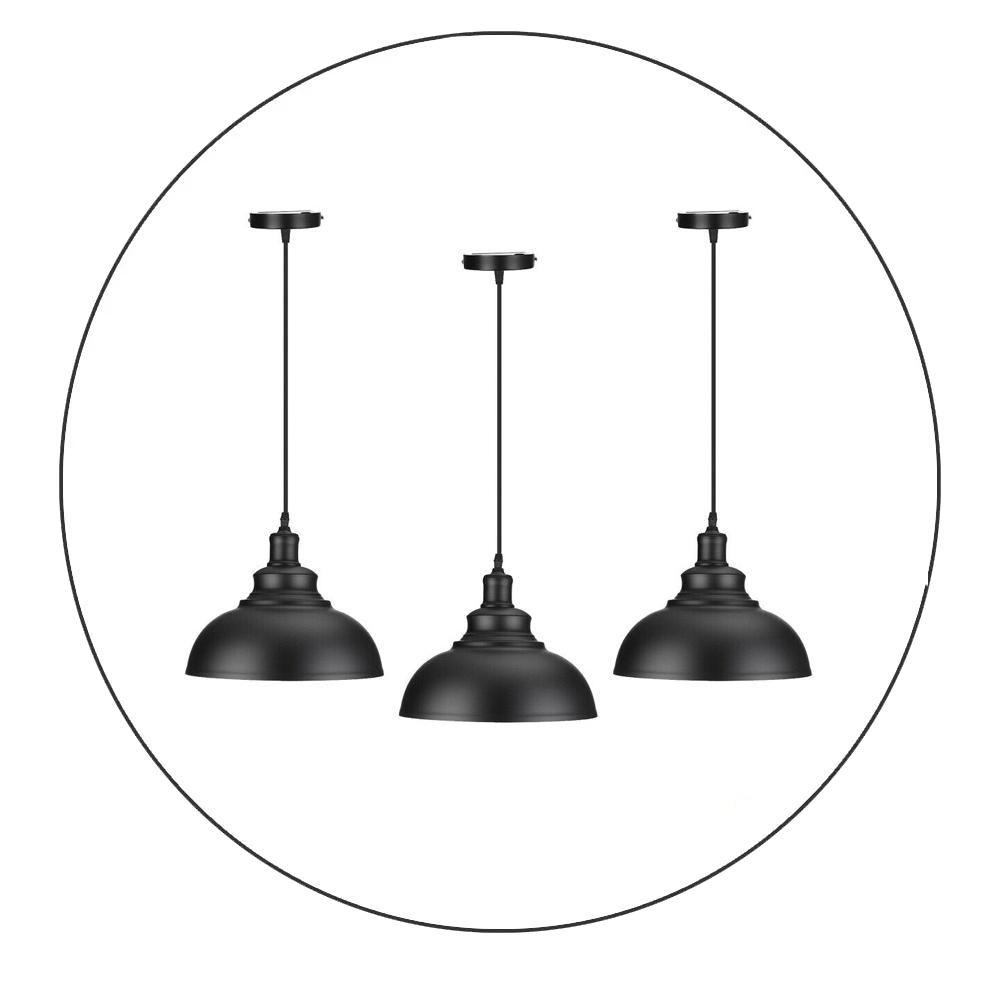 3 Pack Vintage Industrial Retro Ceiling Pendant Light Lampshade Black