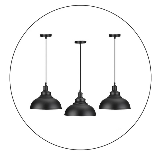 3 Pack Vintage Industrial Retro Ceiling Pendant Light Lampshade Black